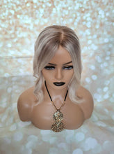 Charger l&#39;image dans la galerie, Ready to ship- silk base human hair topper, 12 inches long, ash brown, ice blonde