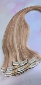 Clip and Mix- Human hair extension, 6 inch clip in, choose colour, 16/18/20 inches long, double weft