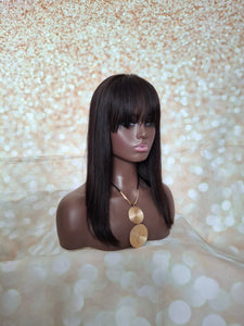 Ready to ship-lace base natural black human hair topper, fringe, bangs