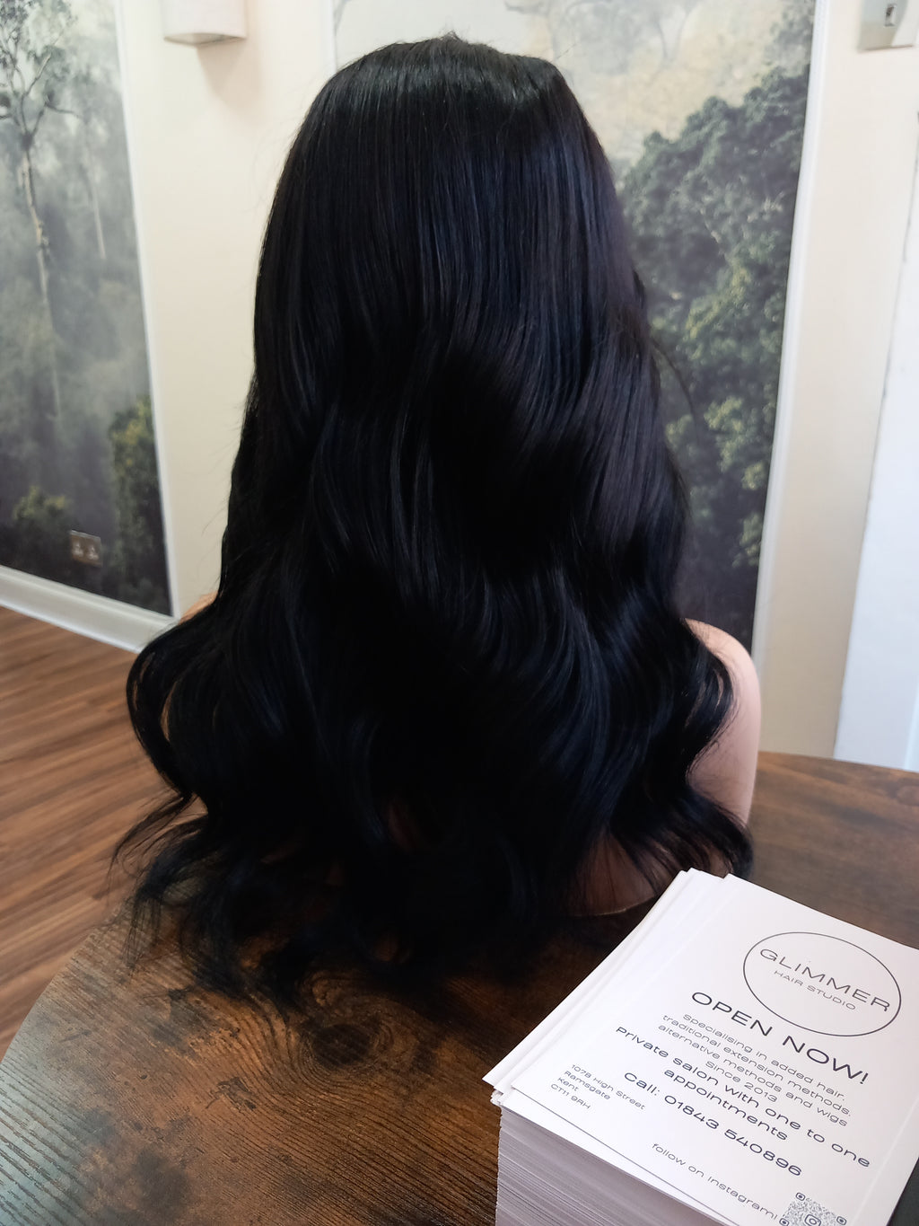 Ready to ship, Vibe U part wig, Glossy black, 18 inches long, Medium size