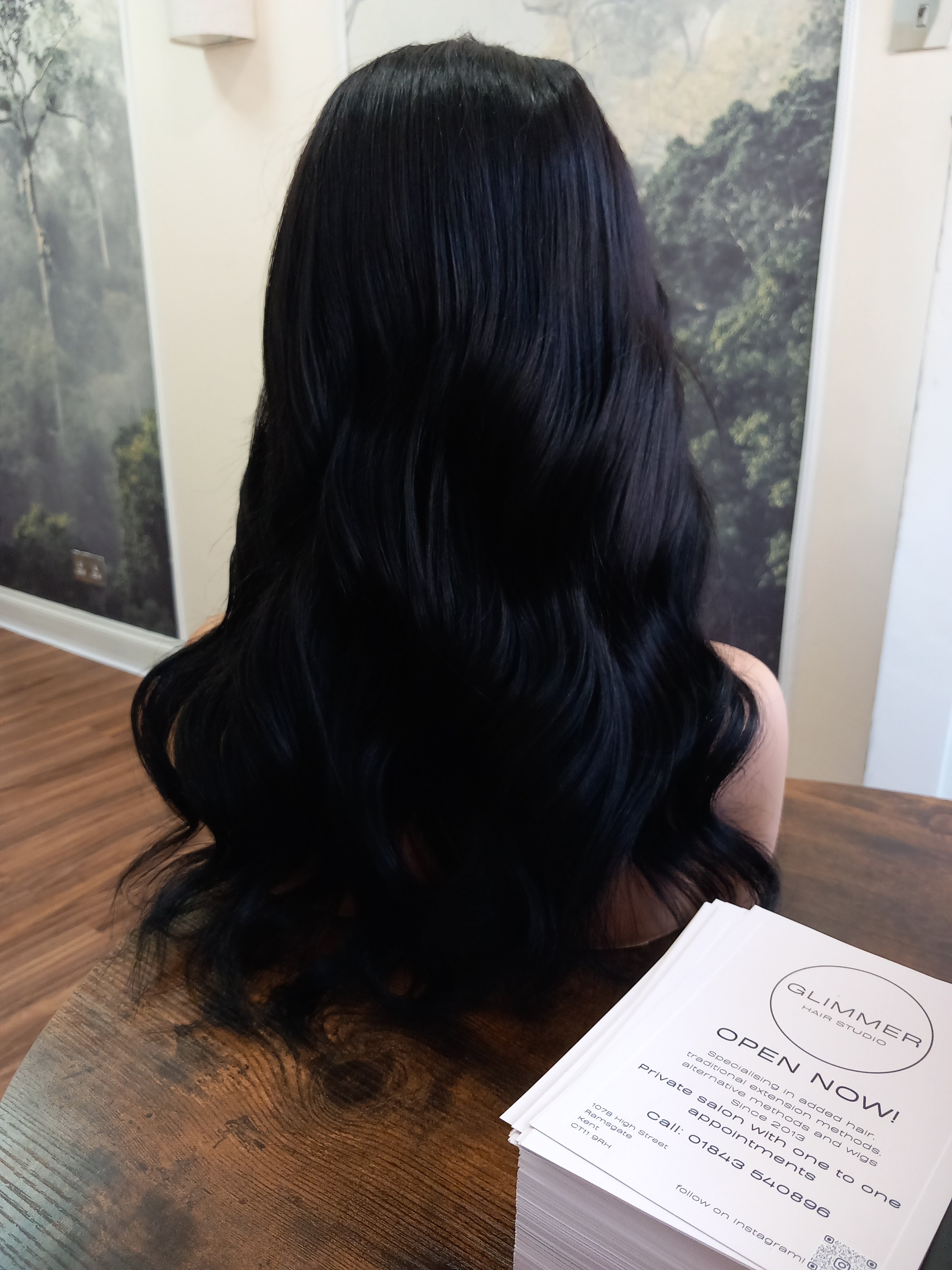 Ready to ship, Vibe U part wig, Glossy black, 18 inches long, Medium size