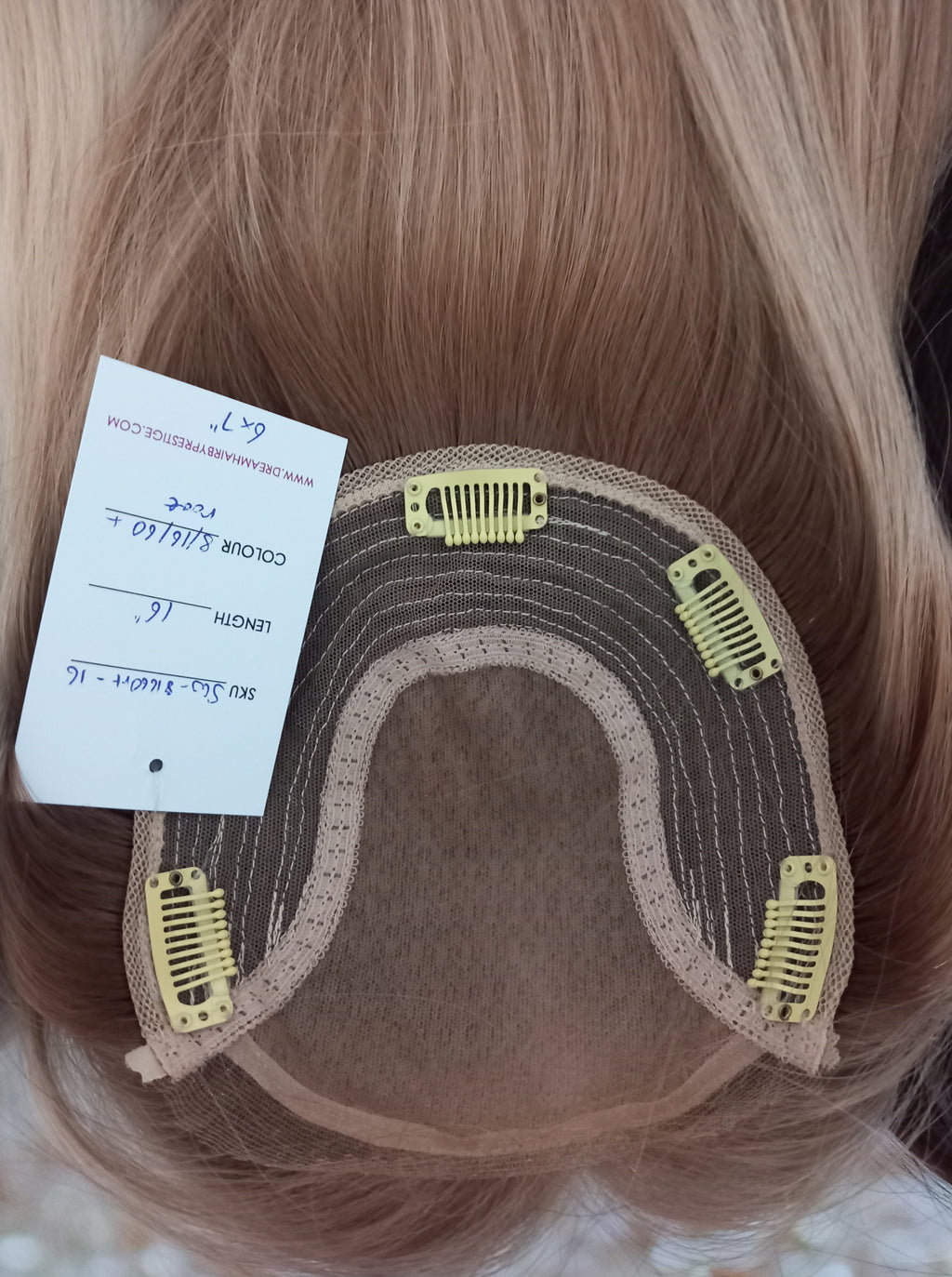 Ready to ship - Bella human hair topper, silk and weft base, lace front, 16 inches long, 8/16/60 creme caramel