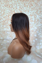 Load image into Gallery viewer, Ready to ship- U part topper #1b/6, natural black to medium golden brown,clip in hair booster, 18 inches long 6x6 inch