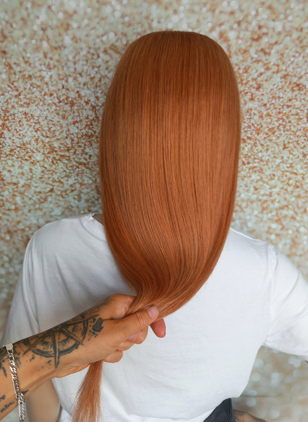 Ready to ship, Vibe U part wig, light auburn, 18 inches long, Medium size