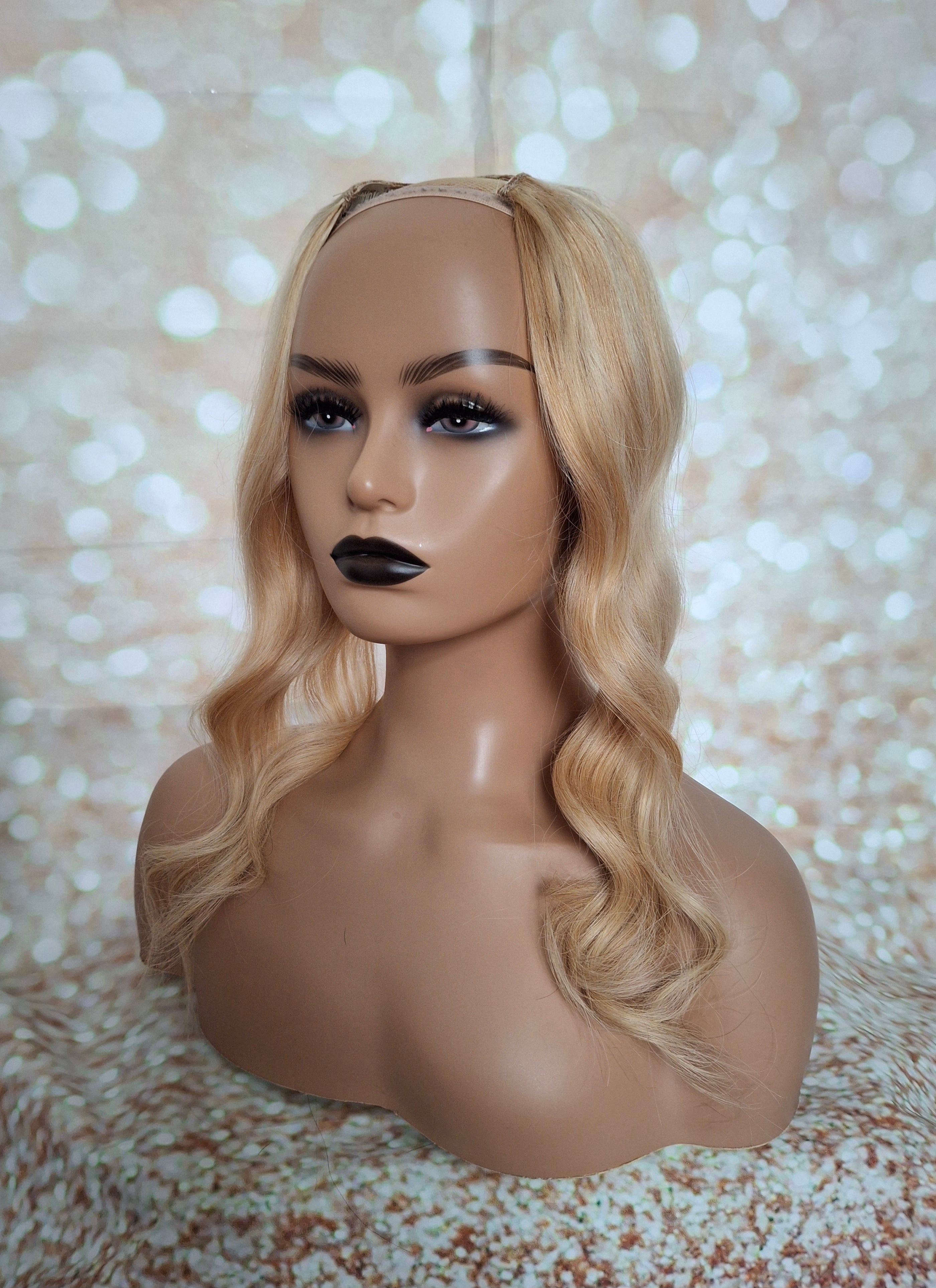 Ready to ship- U part topper 27/613,  strawberry blonde/ light blonde clip in hair booster, volumiser, 16 inches long 6x6 inch