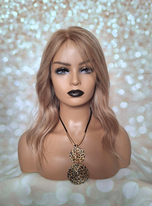 Ready to ship- Silk base lace front wig, medical, hair loss, high quality, realistic, light auburn brown, golden blonde, light blonde, Medium