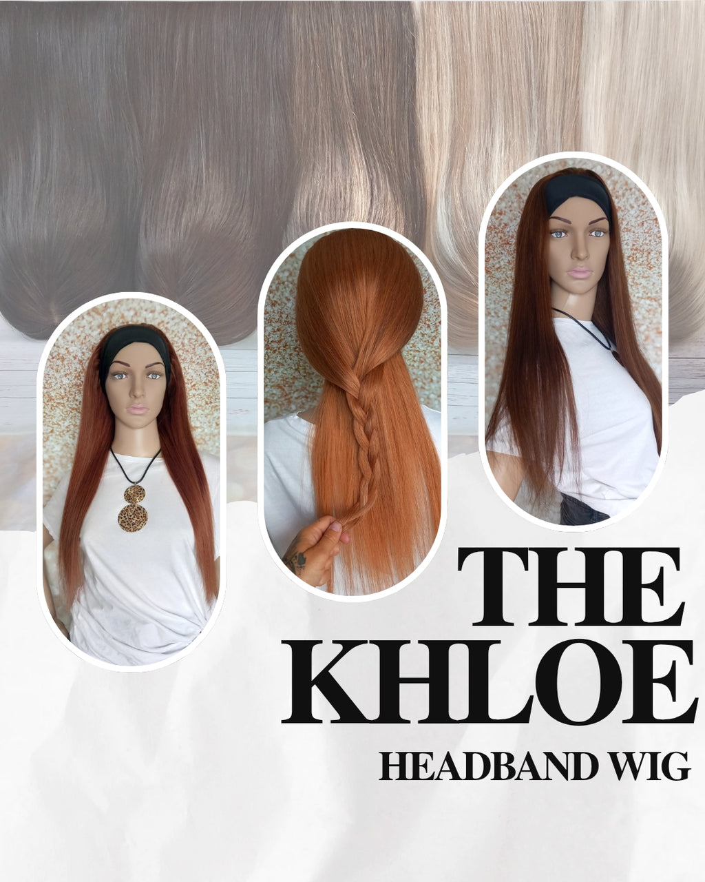 Khloe Headband wig, Human hair extension, choose shade, 16/18/20 inches long