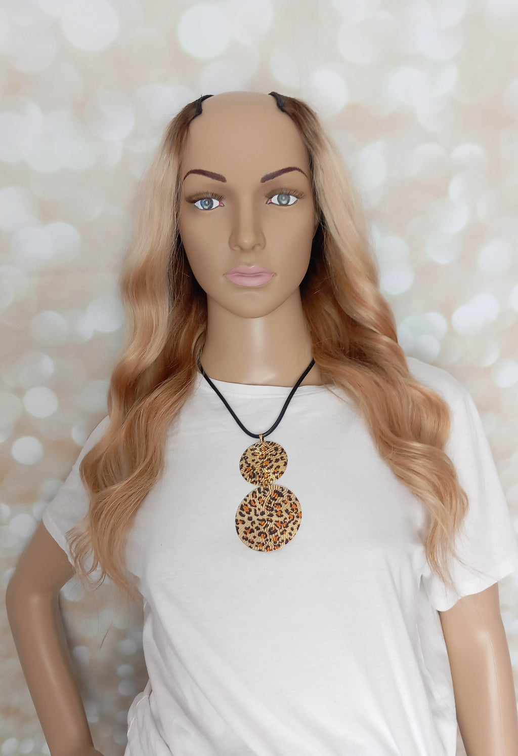 Clearance - Ready to ship- Human hair U part wig, #18/613/22/8-ash/light/ cream blonde/auburn brown- 16 inches long, small