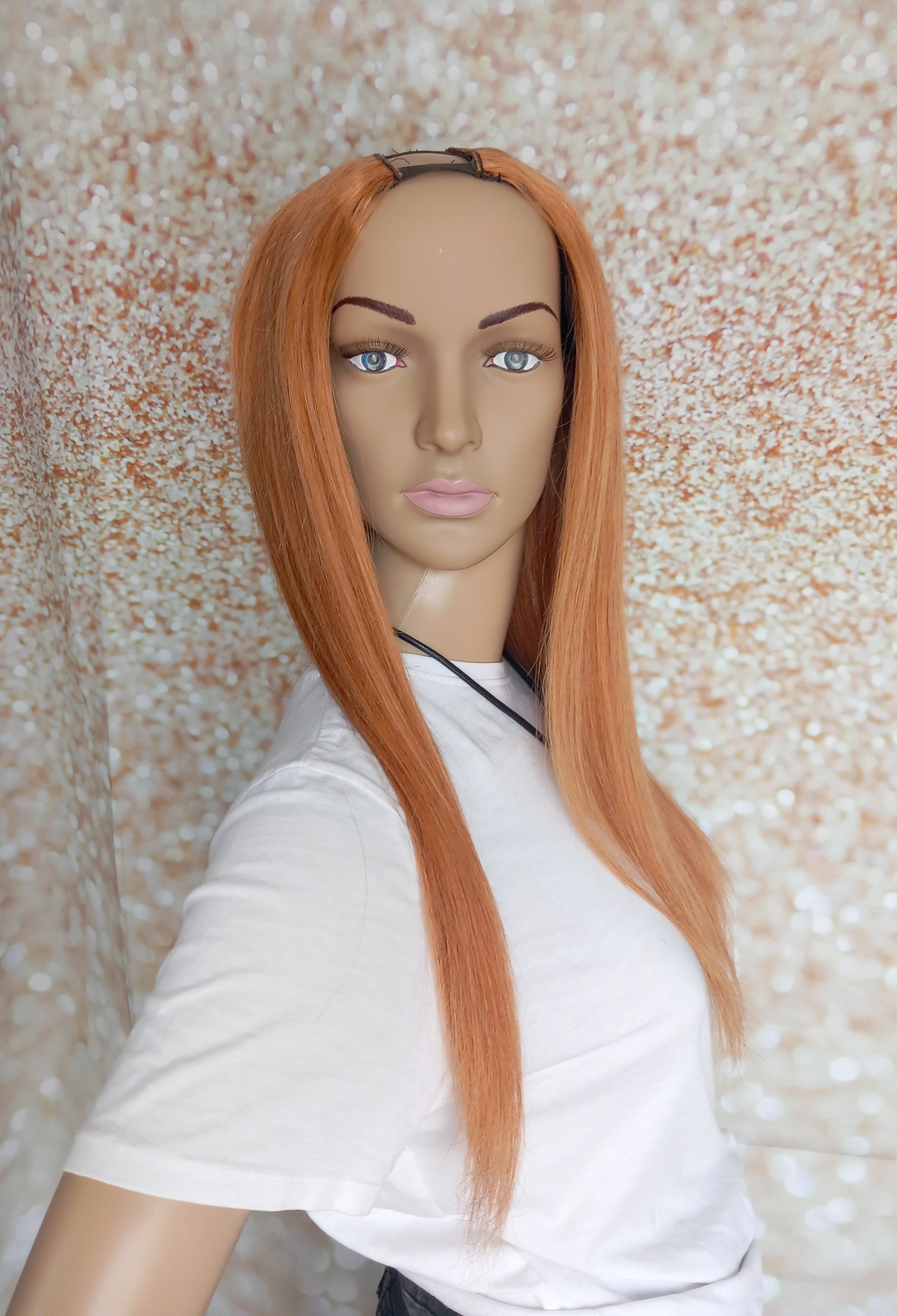 Ready to ship, Vibe U part wig, light auburn, 18 inches long, Medium size