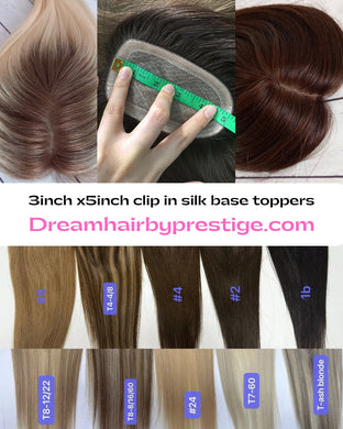 Silk base human hair topper, 3x5inch, 16 inches long, choose shade