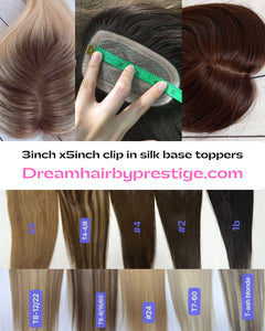 Silk base human hair topper, 3x5inch, 16 inches long, choose shade