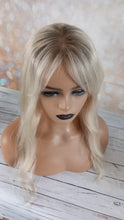 Load image into Gallery viewer, Immediate despatch- Silk base topper, virgin human hair, 60- light blonde, light root 20 inches long