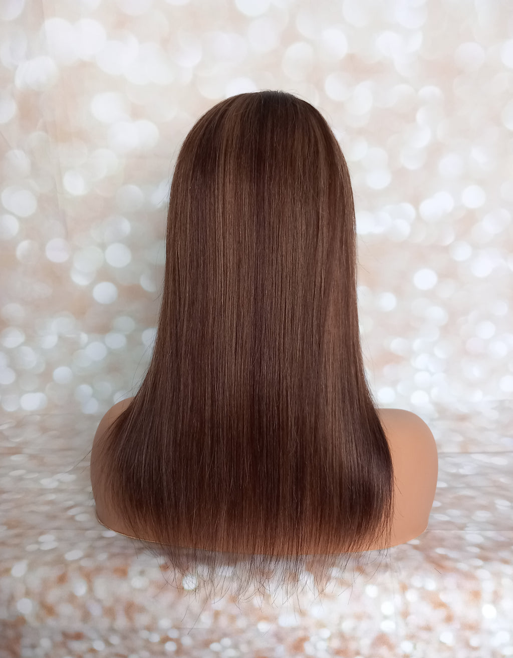 Ready to ship - Bella quality human hair topper, silk and weft base, lace front, 16 inches long, mocha balayage