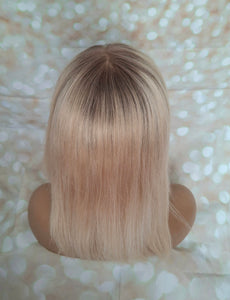 Ready to ship- Silk base lace front wig, medical, hair loss, high quality, realistic, lightest blonde, fringe, Medium