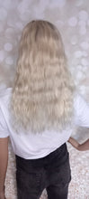 Load image into Gallery viewer, Immediate despatch- human hair wig, lace base lightest blonde with light root, 16inch, medium cap, virgin hair