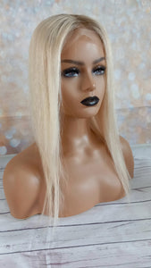 Silk base topper, virgin human hair, 613- light blonde, light root 12/14/16/18 inch