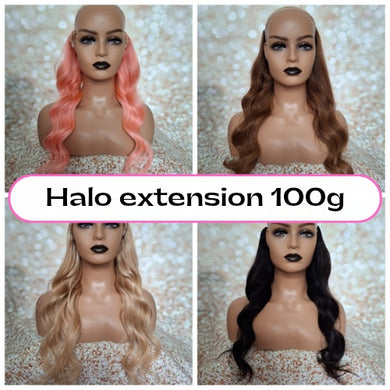 Vibe Halo extension, Human hair, choose shade, 16/18/20 inches long,. 100g