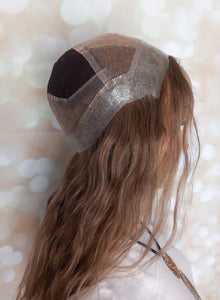Ready to ship- medical wig, hand tied Silk and lace base with PU outer, small/petite human hair wig, natural ash brown