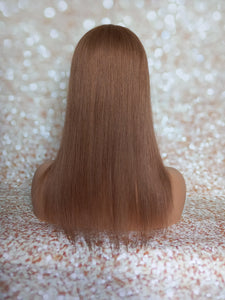 Ready to ship -luxury quality human hair topper, silk and weft base, lace front, 16 inches long, light golden brown