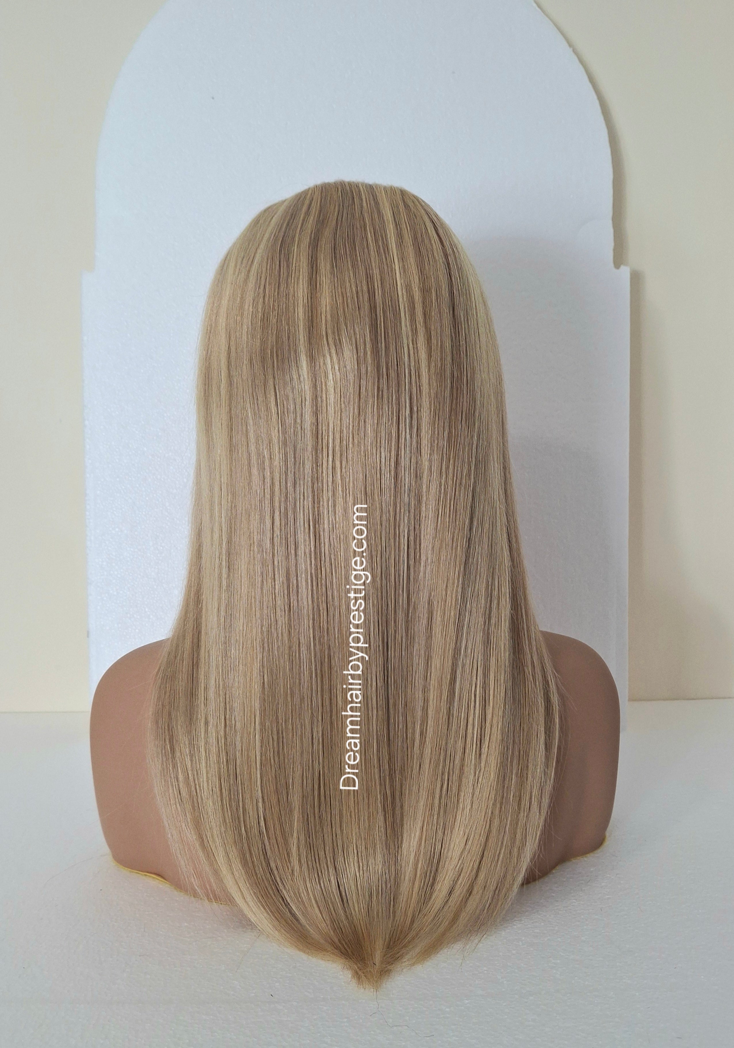 Grace U part wig, ash blonde light blonde, 18 inches long, Medium size