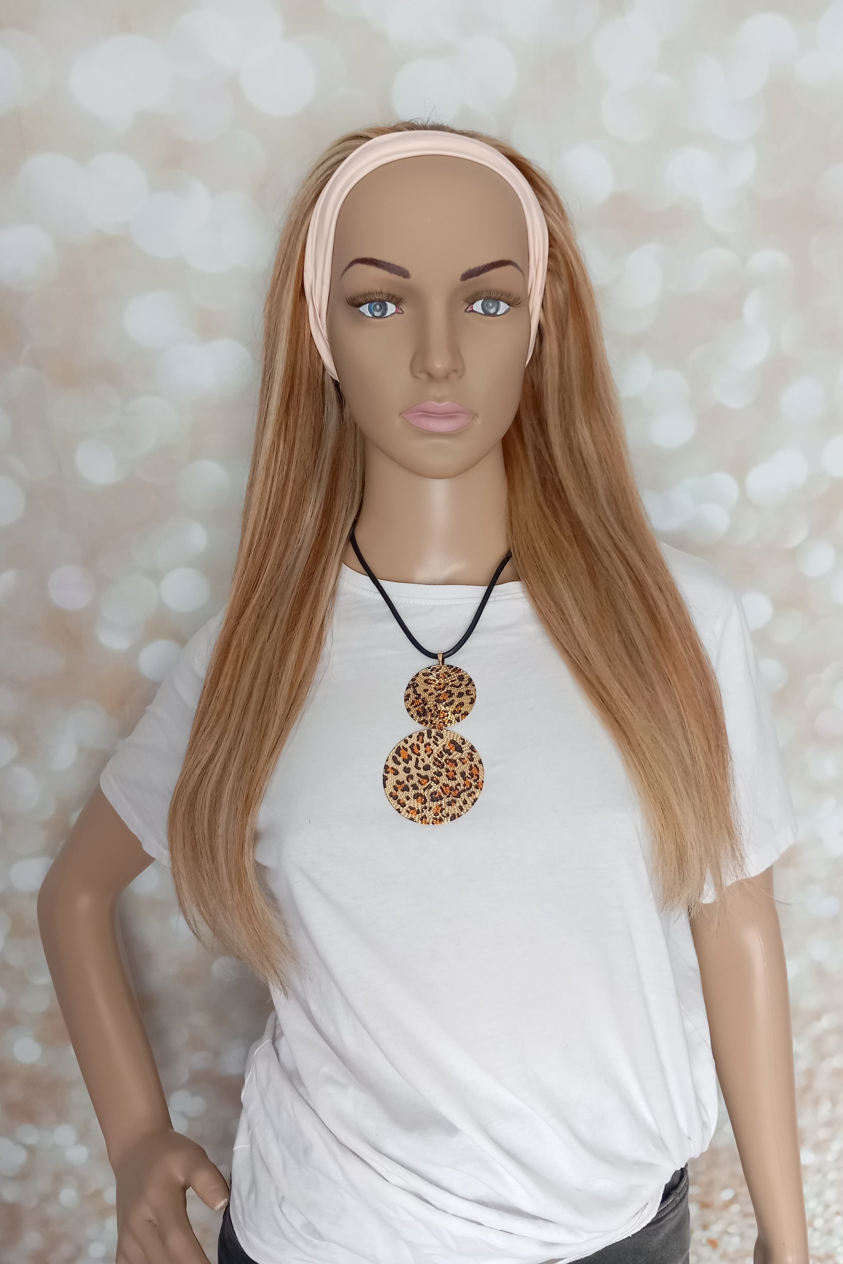 Ready to ship- Khloe Human hair headband wig, band fall, 8/613 blonde mix, 18 inches long, straight