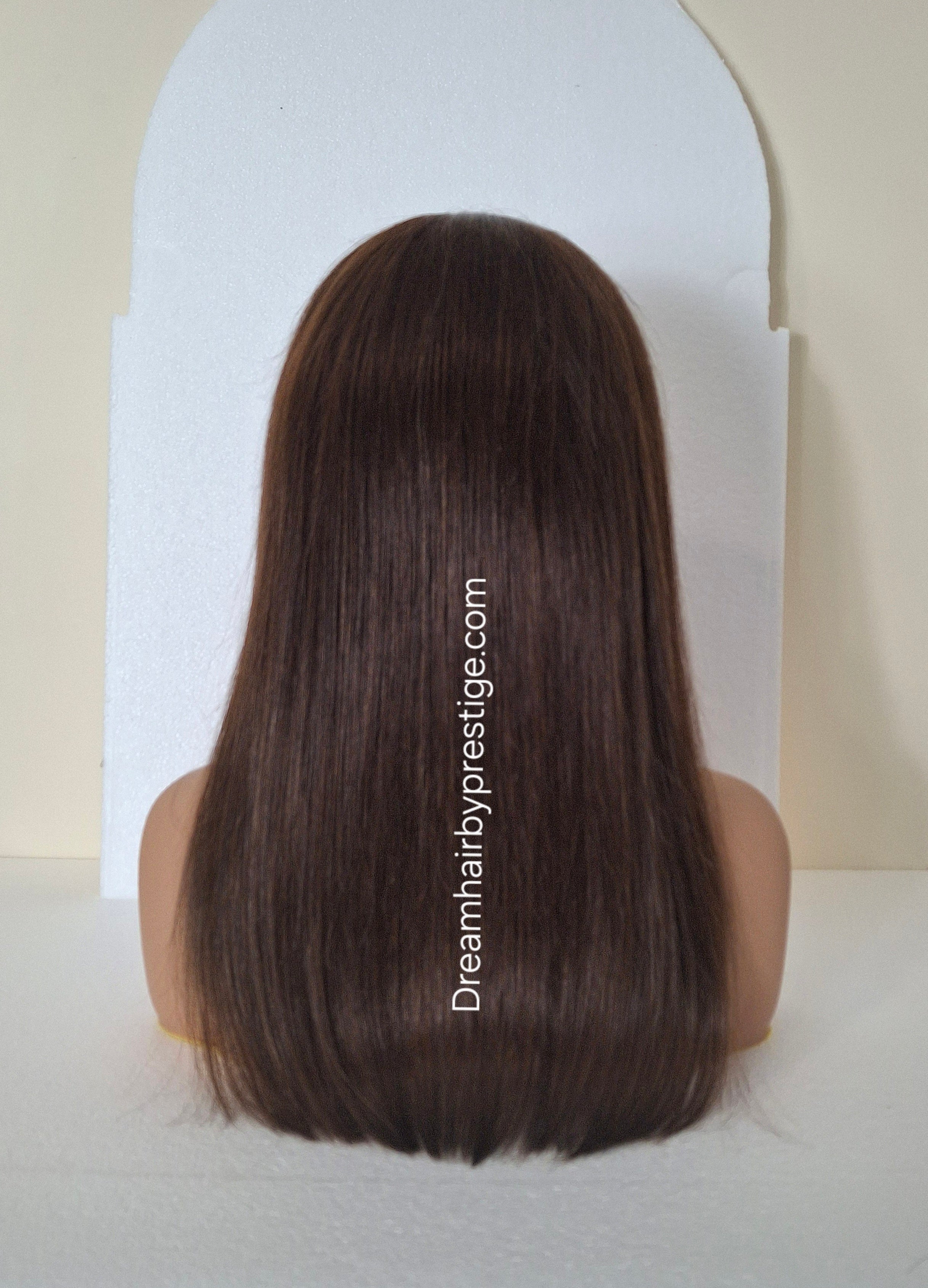 Vibe Human hair headband wig, band fall, darkest brown, 18 inches long, straight