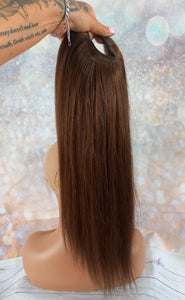 Ready to ship- U part topper #4, dark brown clip in hair booster, volumiser, 18 inches long 6x6 inch
