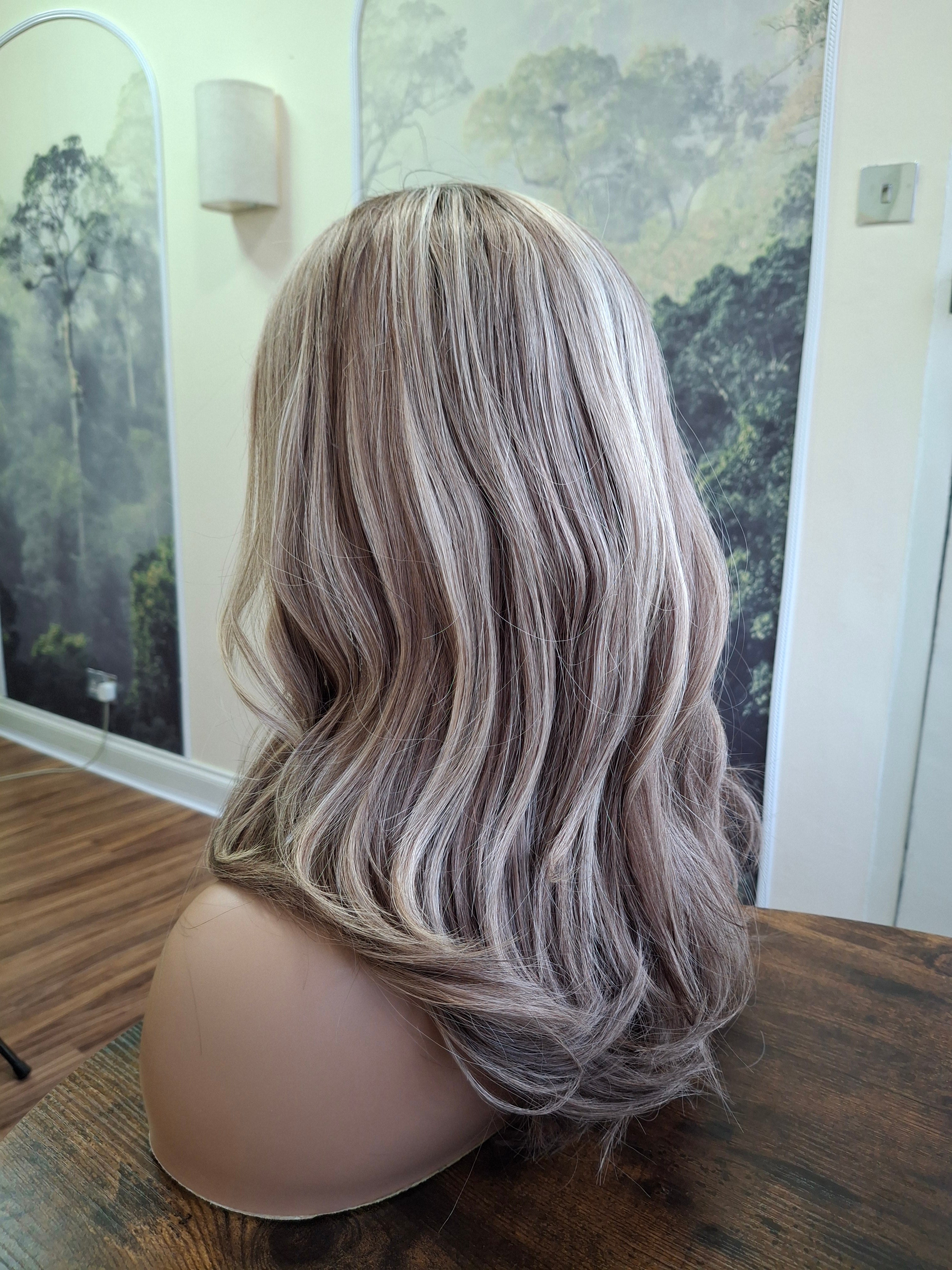 Ready to ship- Courtney lace top wig, medical, hair loss, high quality, realistic, ash and smoke, Medium