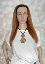 Charger l&#39;image dans la galerie, Ready to ship- Human hair headband wig, band fall, auburn brown, 16 inches long, straight