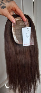 Immediate despatch- Silk base topper, European human hair, scalp effect, realistic part, darkest brown mix