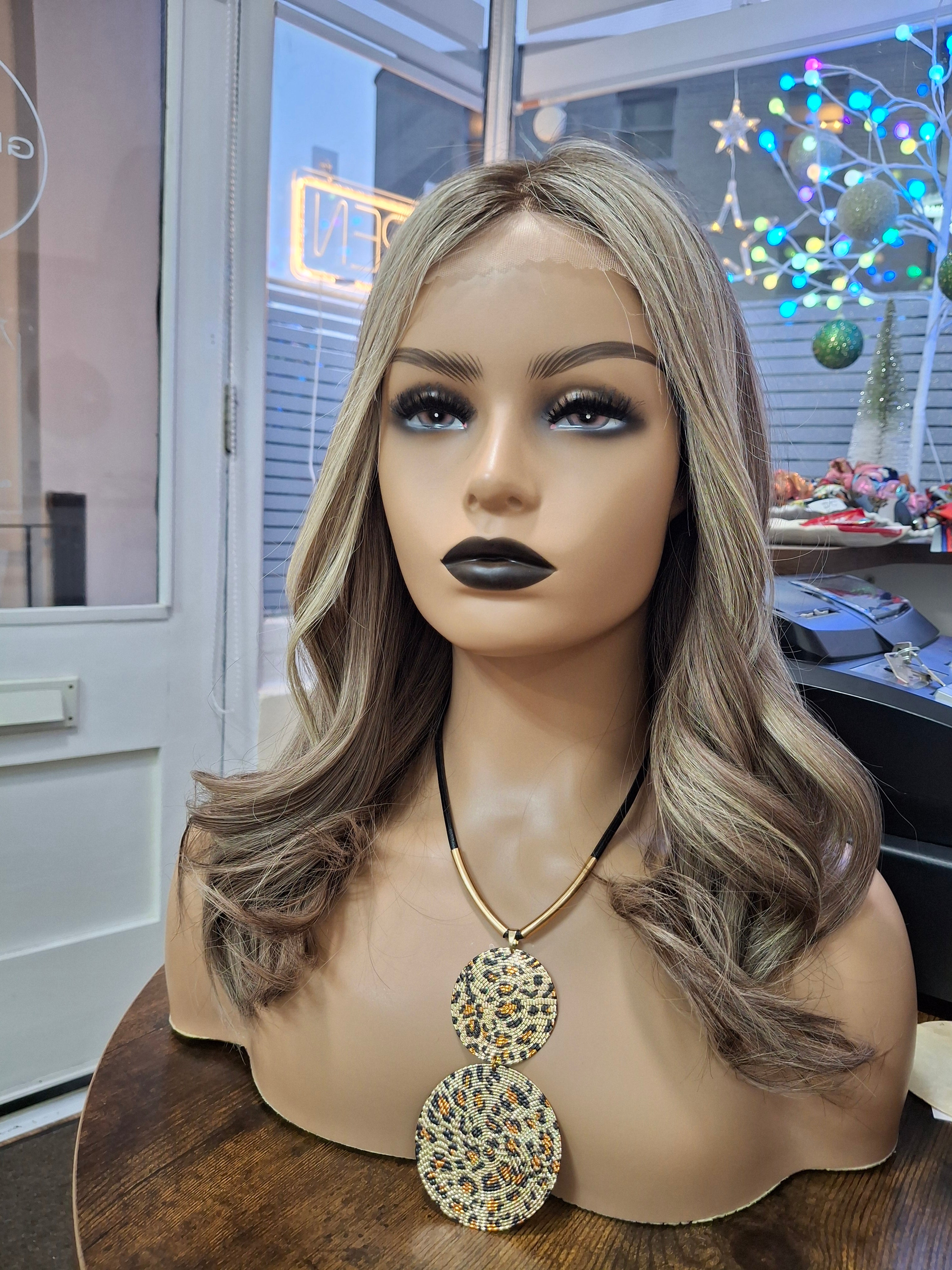 Ready to ship- Courtney lace top wig, medical, hair loss, high quality, realistic, ash and smoke, Medium