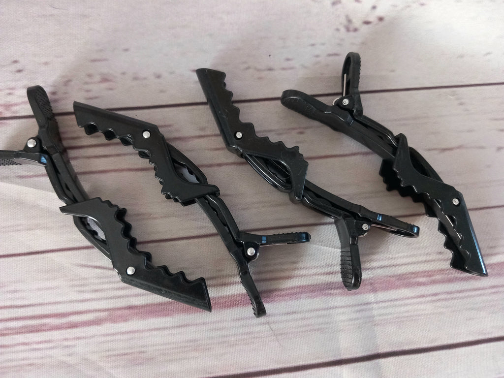 Sectioning clips, pack of 4 strong crocodile clips, black