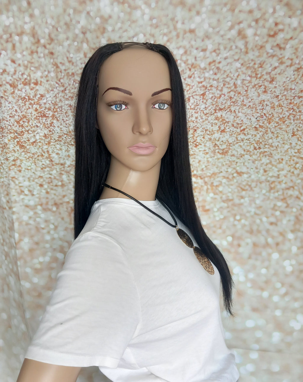 Ready to ship, Vibe U part wig, Glossy black, 18 inches long, Medium size
