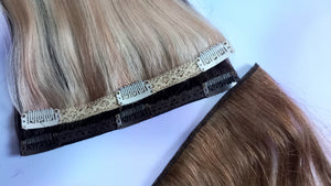 Clip and Mix- Human hair extension, 10 inch clip in, choose colour, 16/18/20 inches long double weft