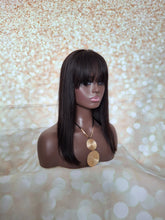 Charger l&#39;image dans la galerie, Ready to ship-lace base natural black human hair topper, fringe, bangs