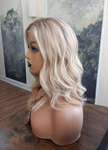Load image into Gallery viewer, Ready to ship - human hair topper, lace and weft base, lace front, 14 inches long, 18/60 light root