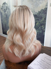 Load image into Gallery viewer, Ready to ship- Silk base lace front wig, medical, hair loss, high quality, realistic, lightest blonde, fringe, Medium
