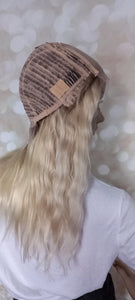 Immediate despatch- human hair wig, lace base lightest blonde with light root, 16inch, medium cap, virgin hair
