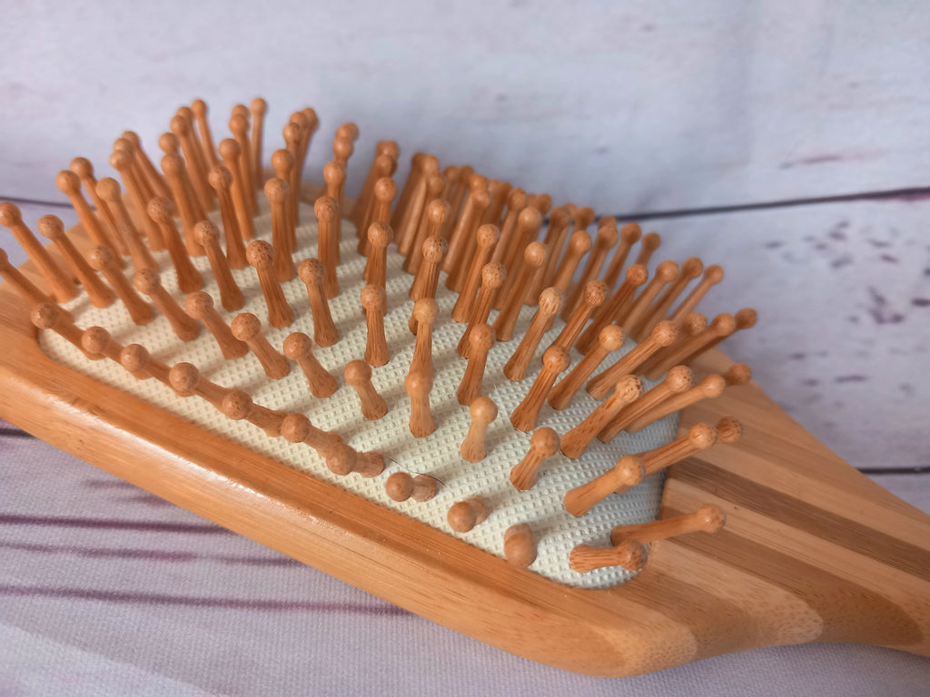 Bamboo paddle brush for detangling Hair extensions and wigs