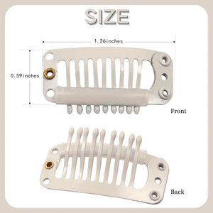 Hair extension clips- straight teeth, pack of 10- highest quality, black, beige, brown, dark brown