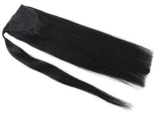 Load image into Gallery viewer, jet black wraparound human hair ponytail