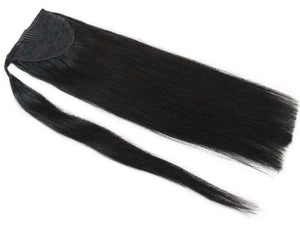 jet black wraparound human hair ponytail