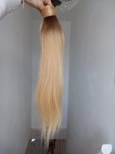 Load image into Gallery viewer, Clearance - immediate despatch- Human hair ponytail extension, 20 honey blonde, 6 medium brown root, 20 inches long