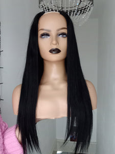Human hair U part wig, #1- jet black- 16/18/20/22 inches long