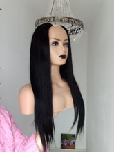 Load image into Gallery viewer, Human hair U part wig, #1- jet black- 16/18/20/22 inches long