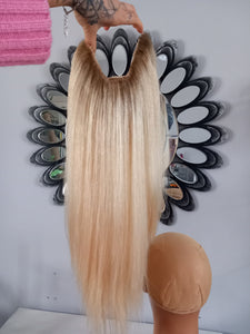 Immediate despatch- Full lace U part topper/wig, lightest blonde with light root, 18 inch