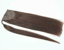 Load image into Gallery viewer, darkest brown wraparound human hair ponytail