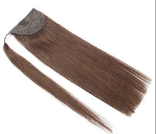 Load image into Gallery viewer, dark brown wraparound human hair ponytail