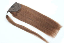 Load image into Gallery viewer, medium brown wraparound human hair ponytail