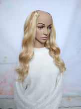 Load image into Gallery viewer, Prestige clip in U part human hair extension, light brown extra blonde